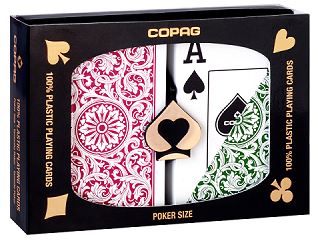 Copag 1546 Elite Plastic Playing Cards: Wide, Super Index, Burgundy/Green main image